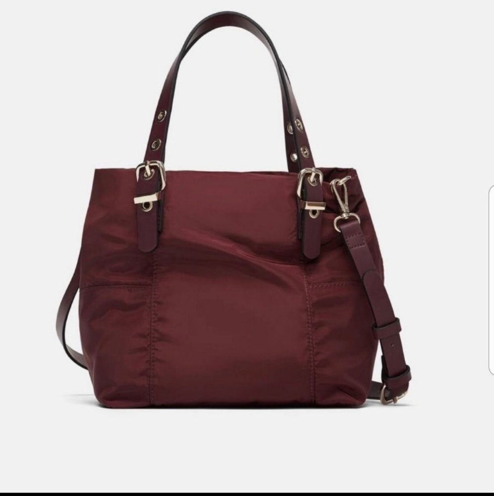 Zara burgundy mini tote bag.